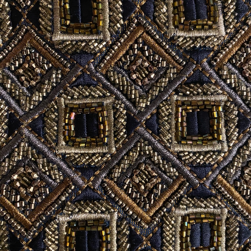 Timeless Gold and Blue Sequin Wristlet Clutch